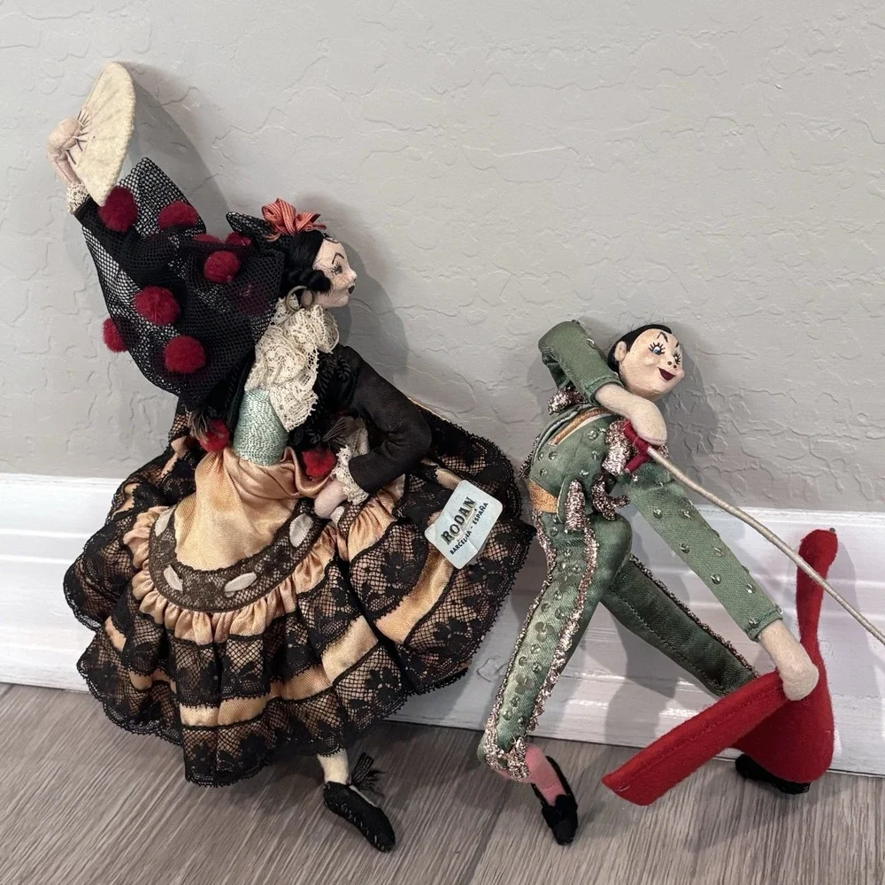 Vintage 1950s 1960s Klumpe‎ Roldan Doll Lot of 2 Woman Bull Fighting Matadors